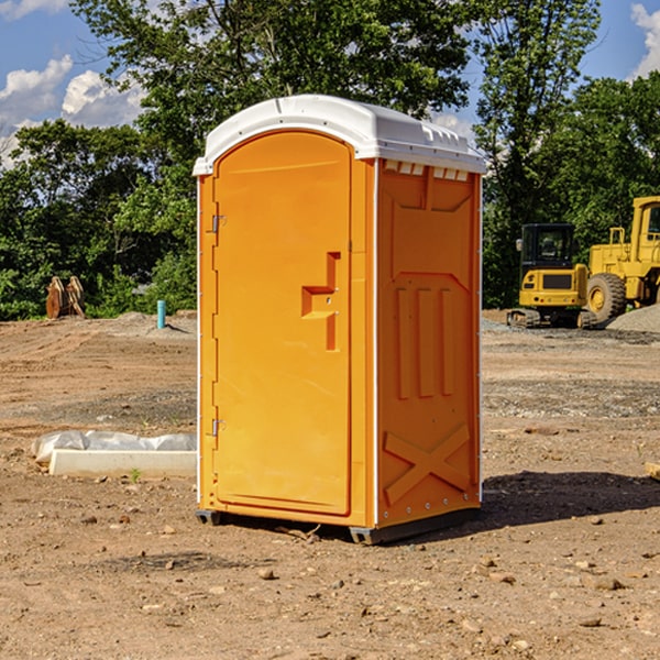 how often are the portable restrooms cleaned and serviced during a rental period in Martell California